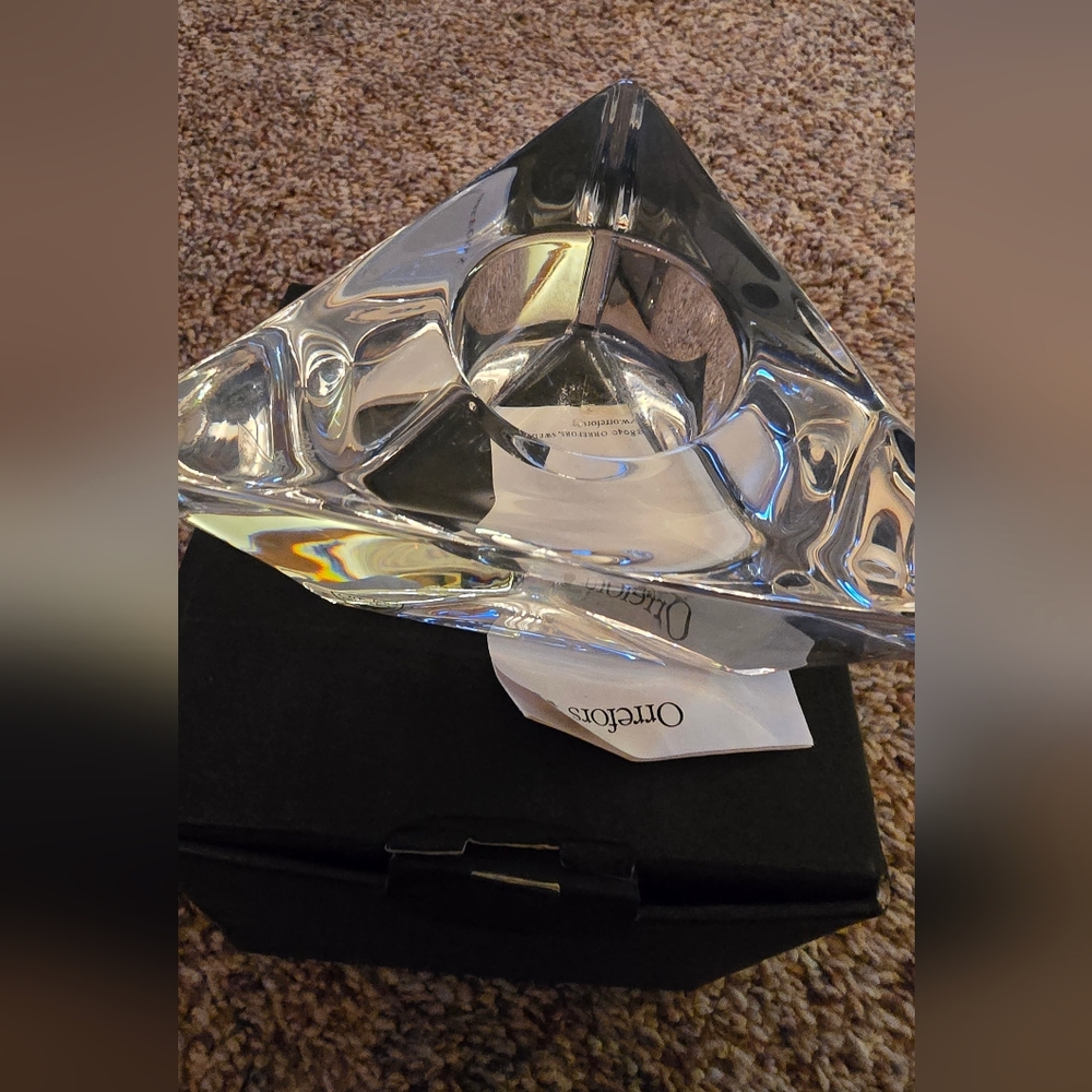 Orrefors Clear Glass Triangle Candle Holder Design: Martti Rytkonen